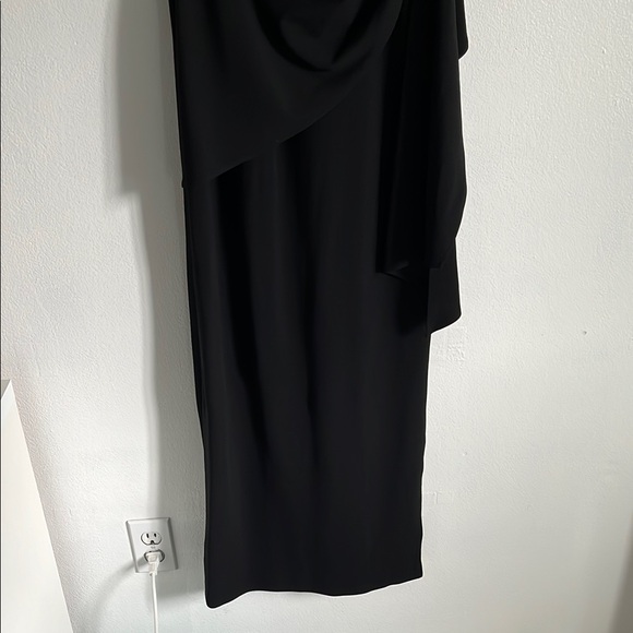 Badgley Mishka Black Halter, Ruched Side Slit Evening Gown - Picture 5 of 13